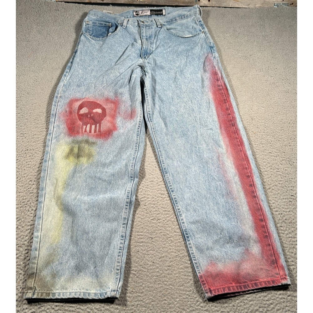 VTG‎ Levi's Silvertab Baggy Jeans Mens 36x31 Blue Denim Graffiti Skull Straight